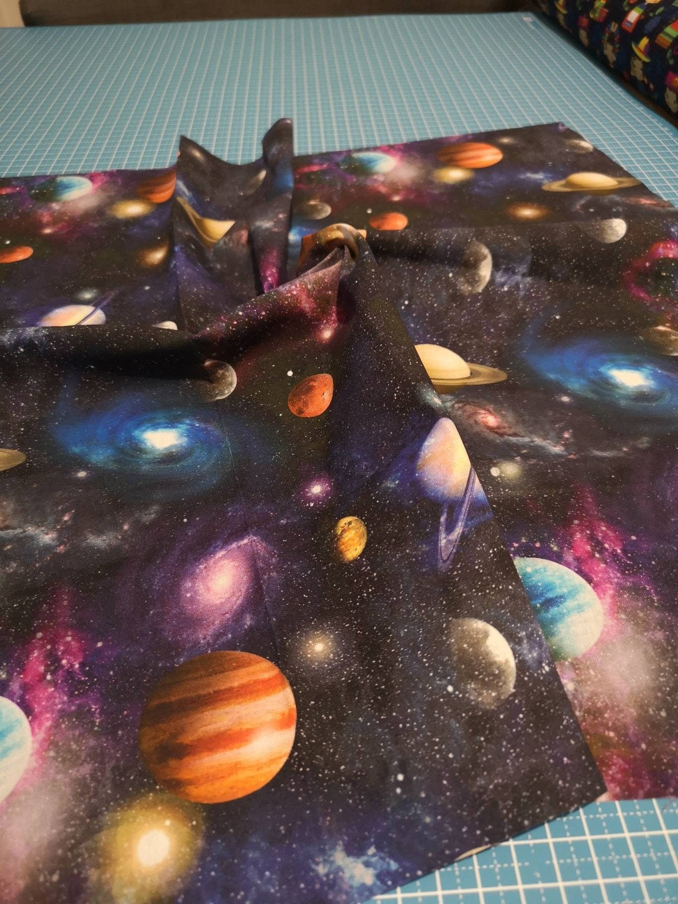 Little Johnny 100% cotton fabric: planets, universe, galaxy, rainbow, glitter